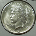 1921 Peace Dollar in MS62 Condition