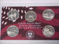 2001 Silver Gem Proof Statehood Quarters, all 5, No Box